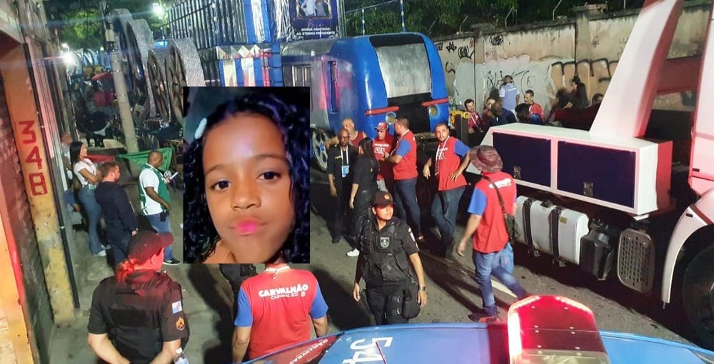 Menina de 11 anos morre em hospital após ter pernas imprensadas por carro alegórico no Rio 
