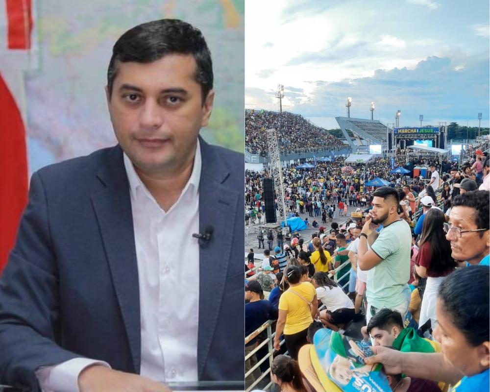Governador Wilson Lima é vaiado em evento da Marcha para Jesus no Sambódromo