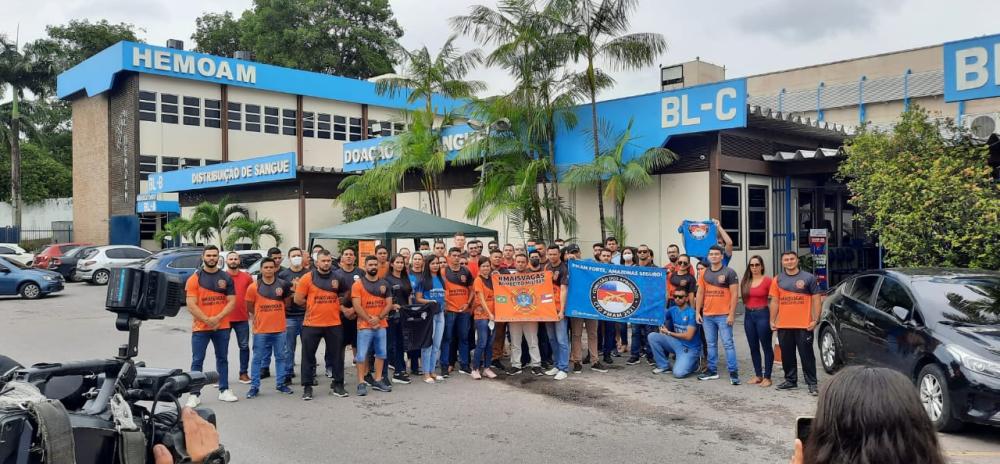 Aprovados da Polícia Militar e CBMAM encerram campanha de doação de sangue no Hemoam, em Manaus