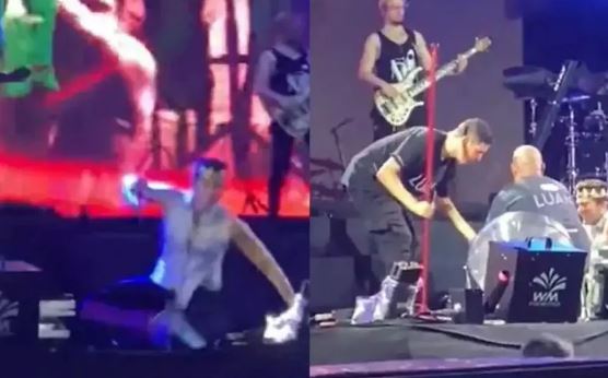 Luan Santana leva tombo durante show na Arena da Amazônia, em Manaus