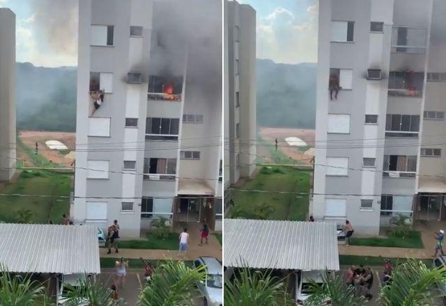 Avós pulam do 4º andar após neta incendiar apartamento ao ser proibida de usar celular; vídeo